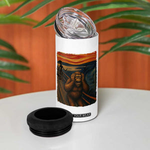 Funny Bigfoot And Alien 4 in 1 Can Cooler Tumbler Parody The Scream Art Meme Gift TS12 Print Your Wear