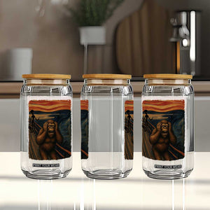 Funny Bigfoot And Alien Glass Can Parody The Scream Art Meme Gift TS12 Print Your Wear