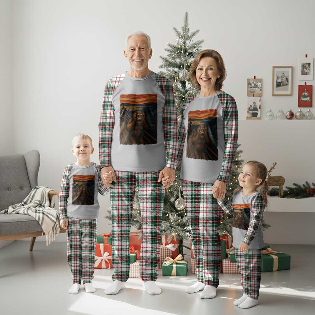 Funny Bigfoot And Alien Plaid Pajama Set Parody The Scream Art Meme Gift TS12 Christmas Plaid Print Your Wear