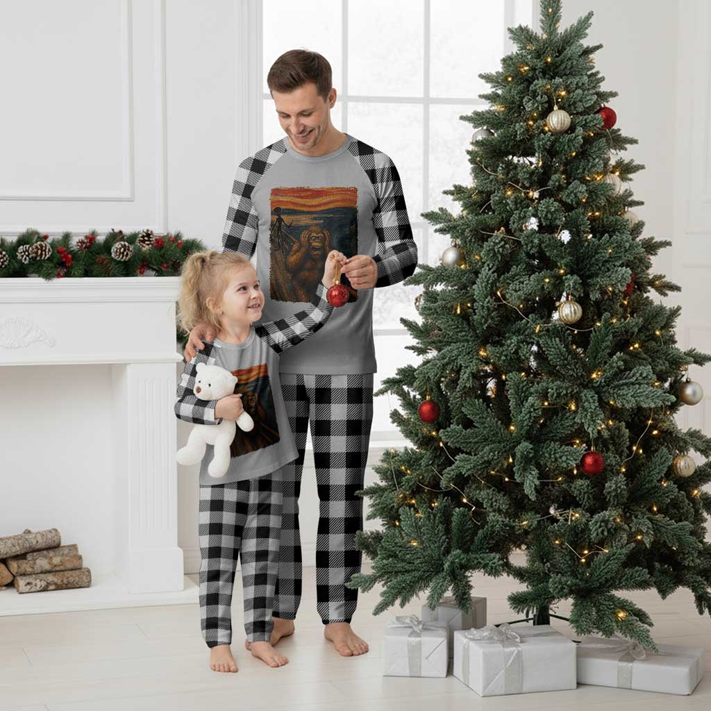 Funny Bigfoot And Alien Plaid Pajama Set Parody The Scream Art Meme Gift TS12 White Plaid Print Your Wear