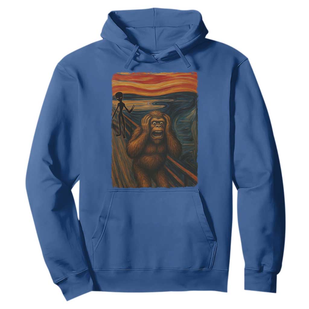 Funny Bigfoot And Alien Hoodie Parody The Scream Art Meme Gift TS12 Royal Blue Print Your Wear