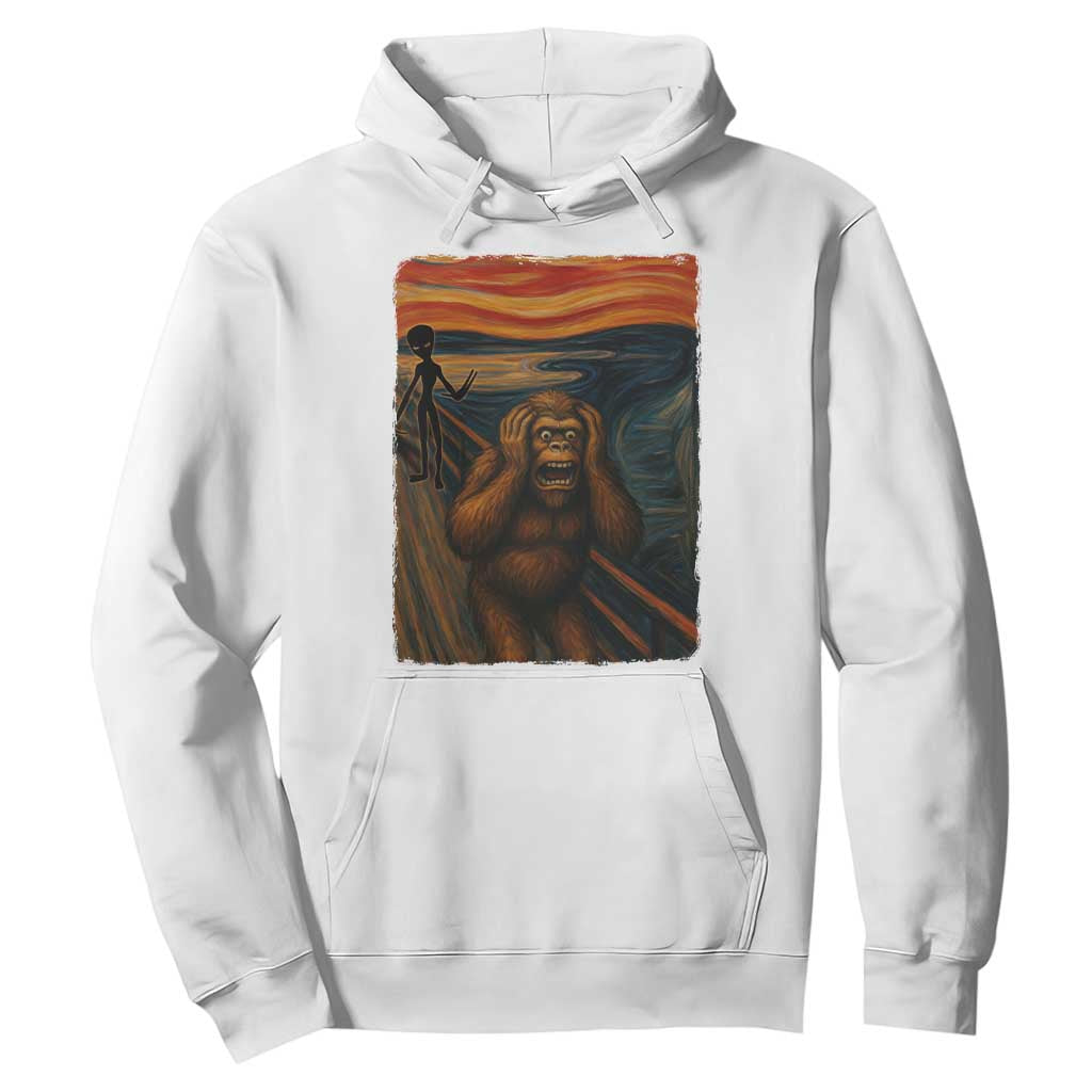 Funny Bigfoot And Alien Hoodie Parody The Scream Art Meme Gift TS12 White Print Your Wear