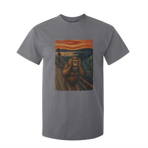 Funny Bigfoot And Alien T Shirt For Kid Parody The Scream Art Meme Gift TS12 Charcoal Print Your Wear