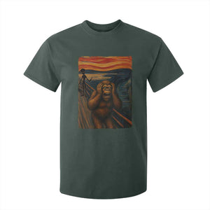 Funny Bigfoot And Alien T Shirt For Kid Parody The Scream Art Meme Gift TS12 Dark Forest Green Print Your Wear
