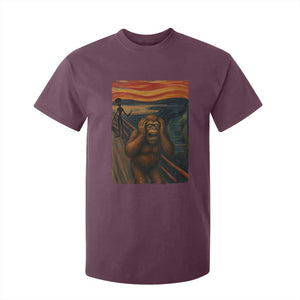 Funny Bigfoot And Alien T Shirt For Kid Parody The Scream Art Meme Gift TS12 Maroon Print Your Wear