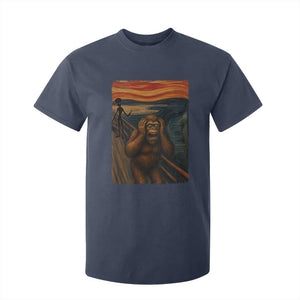 Funny Bigfoot And Alien T Shirt For Kid Parody The Scream Art Meme Gift TS12 Navy Print Your Wear