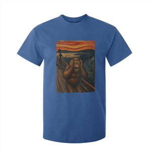 Funny Bigfoot And Alien T Shirt For Kid Parody The Scream Art Meme Gift TS12 Royal Blue Print Your Wear