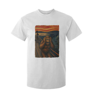 Funny Bigfoot And Alien T Shirt For Kid Parody The Scream Art Meme Gift TS12 White Print Your Wear