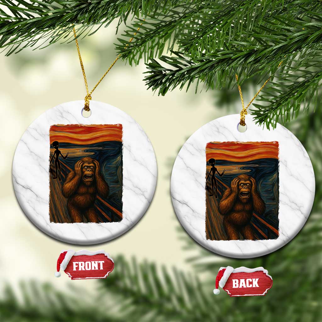 Funny Bigfoot And Alien Ceramic Ornament Parody The Scream Art Meme Gift TS12 1pc White Marble Print Your Wear