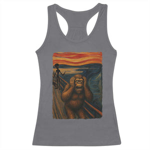Funny Bigfoot And Alien Racerback Tank Top Parody The Scream Art Meme Gift TS12 Charcoal Print Your Wear