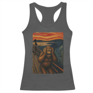 Funny Bigfoot And Alien Racerback Tank Top Parody The Scream Art Meme Gift TS12 Dark Heather Print Your Wear