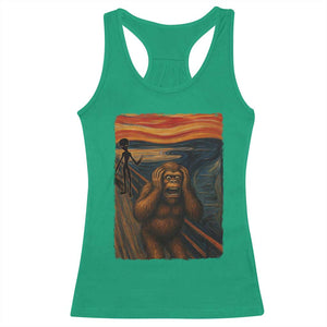 Funny Bigfoot And Alien Racerback Tank Top Parody The Scream Art Meme Gift TS12 Irish Green Print Your Wear