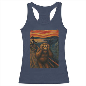 Funny Bigfoot And Alien Racerback Tank Top Parody The Scream Art Meme Gift TS12 Navy Print Your Wear