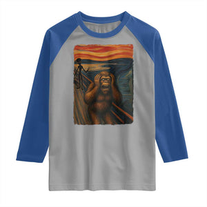 Funny Bigfoot And Alien Raglan Shirt Parody The Scream Art Meme Gift TS12 Sport Gray Royal Print Your Wear