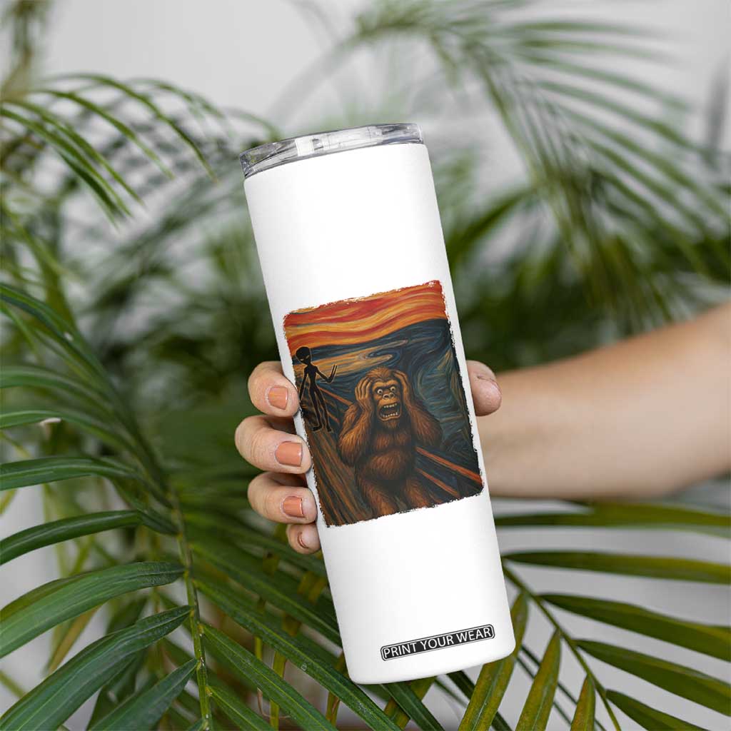Funny Bigfoot And Alien Skinny Tumbler Parody The Scream Art Meme Gift TS12 Print Your Wear