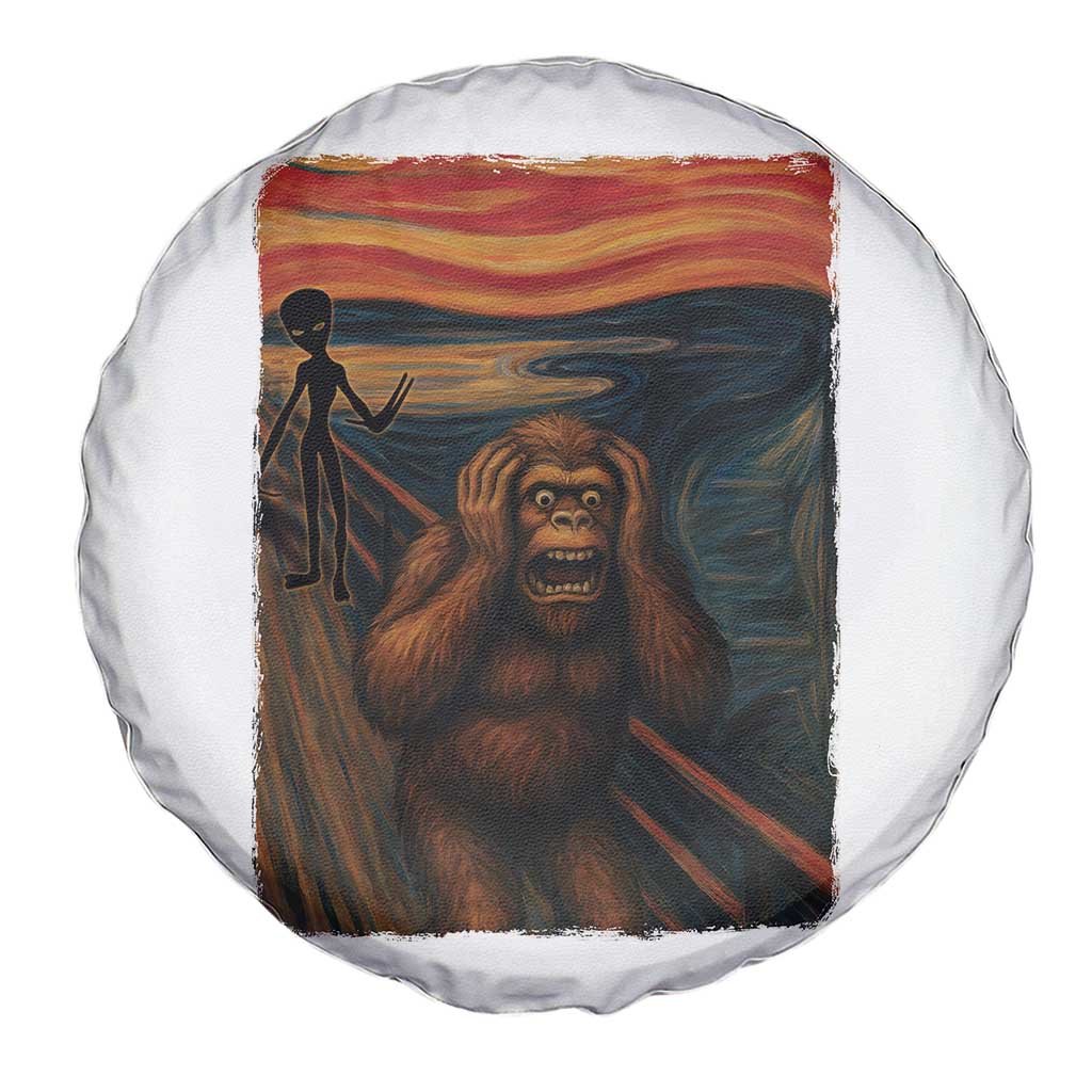 Funny Bigfoot And Alien Spare Tire Cover Parody The Scream Art Meme Gift TS12 Print Your Wear