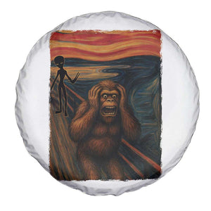 Funny Bigfoot And Alien Spare Tire Cover Parody The Scream Art Meme Gift TS12 Print Your Wear