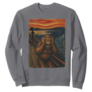 Funny Bigfoot And Alien Sweatshirt Parody The Scream Art Meme Gift TS12 Charcoal Print Your Wear