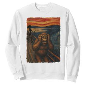 Funny Bigfoot And Alien Sweatshirt Parody The Scream Art Meme Gift TS12 White Print Your Wear