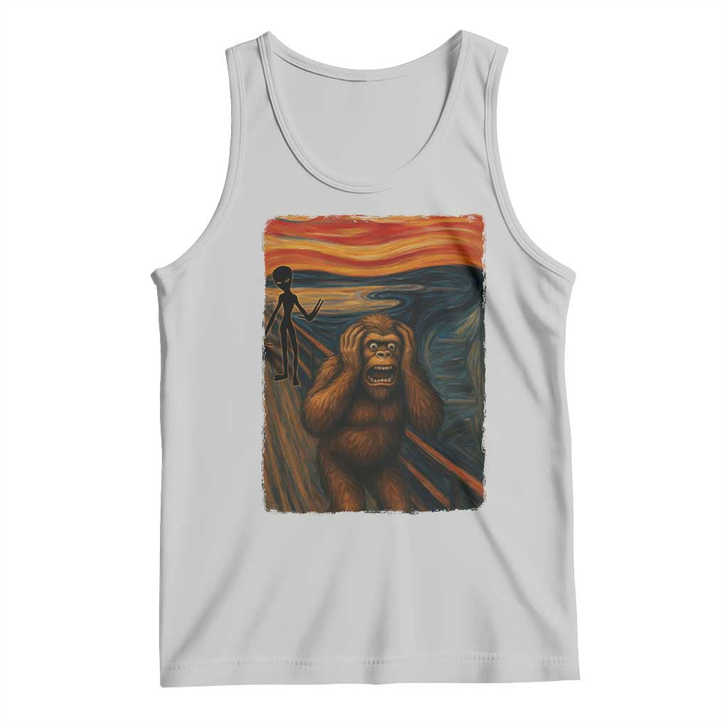 Funny Bigfoot And Alien Tank Top Parody The Scream Art Meme Gift TS12 Ash Print Your Wear