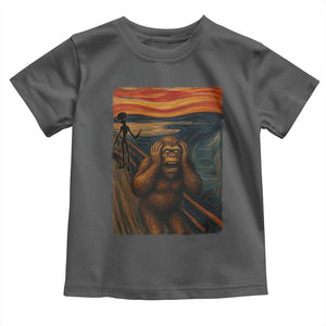 Funny Bigfoot And Alien Toddler T Shirt Parody The Scream Art Meme Gift TS12 Dark Heather Print Your Wear