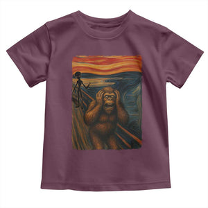 Funny Bigfoot And Alien Toddler T Shirt Parody The Scream Art Meme Gift TS12 Maroon Print Your Wear