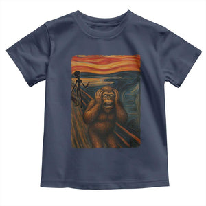 Funny Bigfoot And Alien Toddler T Shirt Parody The Scream Art Meme Gift TS12 Navy Print Your Wear