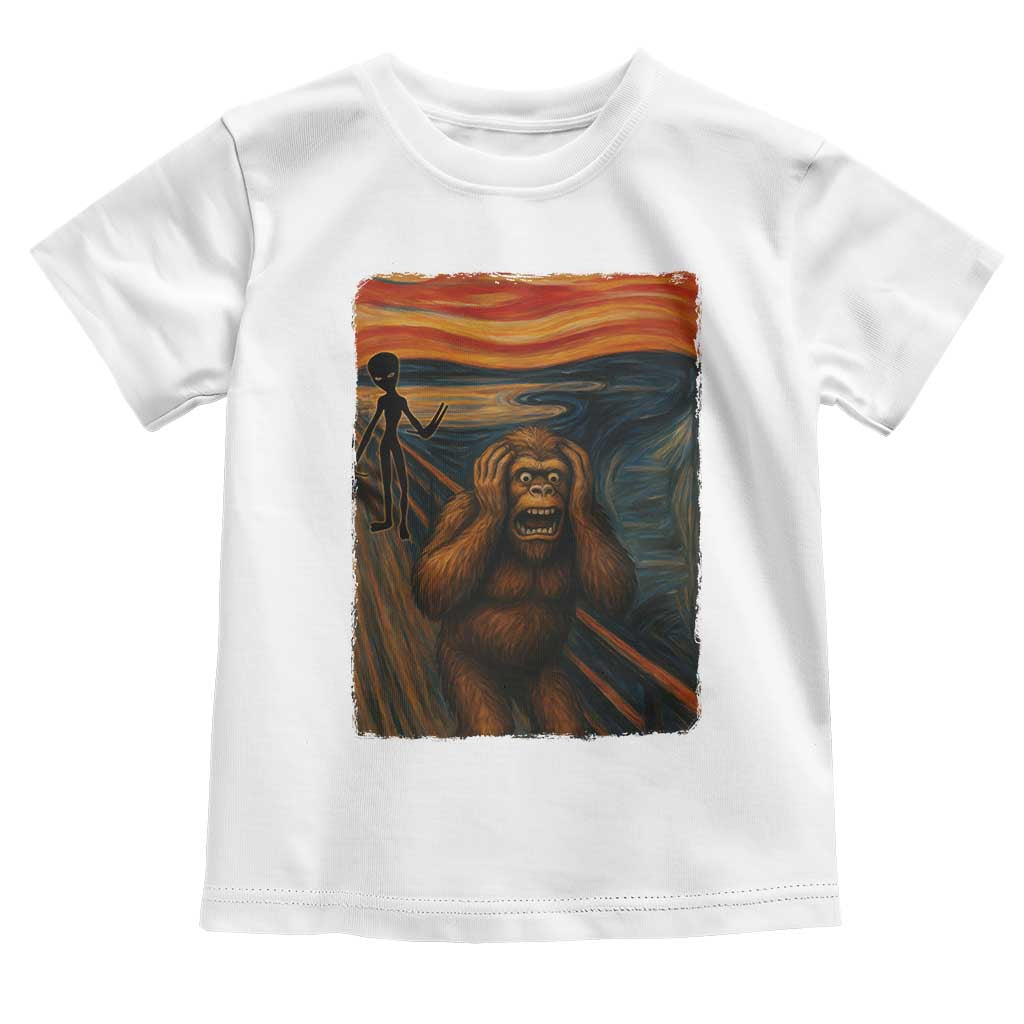 Funny Bigfoot And Alien Toddler T Shirt Parody The Scream Art Meme Gift TS12 White Print Your Wear