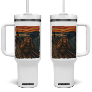 Funny Bigfoot And Alien Tumbler With Handle Parody The Scream Art Meme Gift TS12 One Size: 40 oz White Print Your Wear