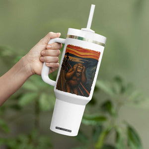 Funny Bigfoot And Alien Tumbler With Handle Parody The Scream Art Meme Gift TS12 Print Your Wear