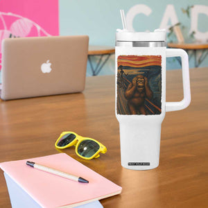 Funny Bigfoot And Alien Tumbler With Handle Parody The Scream Art Meme Gift TS12 Print Your Wear