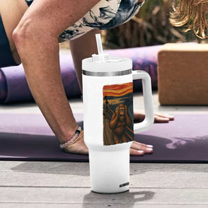 Funny Bigfoot And Alien Tumbler With Handle Parody The Scream Art Meme Gift TS12 Print Your Wear