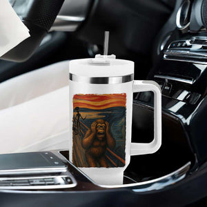 Funny Bigfoot And Alien Tumbler With Handle Parody The Scream Art Meme Gift TS12 Print Your Wear