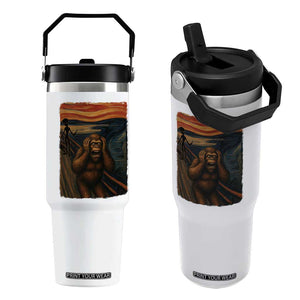 Funny Bigfoot And Alien Flip Straw Tumbler Parody The Scream Art Meme Gift TS12 One Size: 30 oz White Print Your Wear