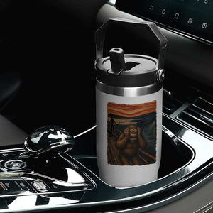 Funny Bigfoot And Alien Flip Straw Tumbler Parody The Scream Art Meme Gift TS12 Print Your Wear