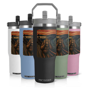Funny Bigfoot And Alien Flip Straw Tumbler Parody The Scream Art Meme Gift TS12 Print Your Wear