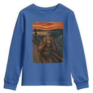 Funny Bigfoot And Alien Youth Sweatshirt Parody The Scream Art Meme Gift TS12 Royal Blue Print Your Wear