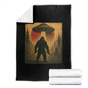 Samurai Bigfoot Throw Blanket Japanese Vintage Ukiyoe Style TS12 Black Print Your Wear