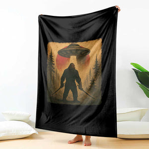 Samurai Bigfoot Throw Blanket Japanese Vintage Ukiyoe Style TS12 Print Your Wear