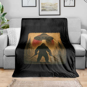 Samurai Bigfoot Throw Blanket Japanese Vintage Ukiyoe Style TS12 Print Your Wear
