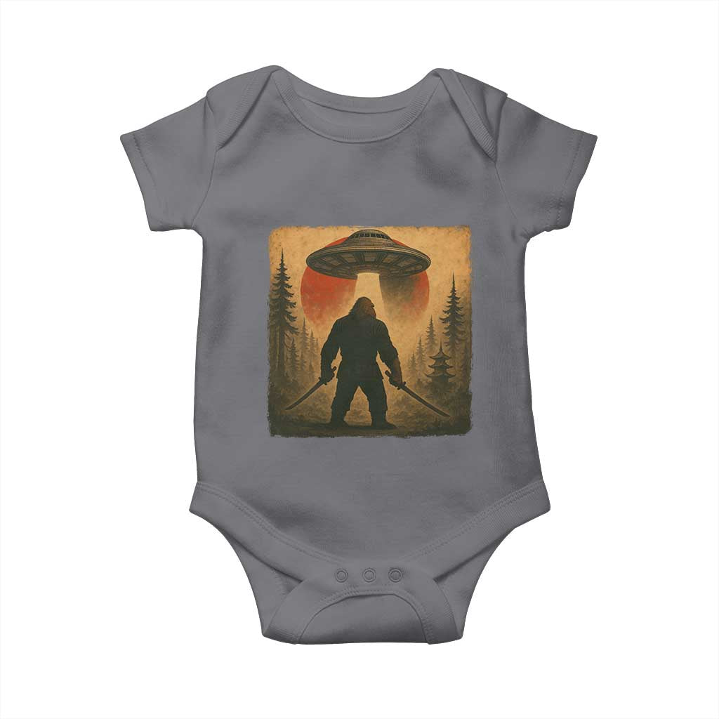 Samurai Bigfoot Baby Onesie Japanese Vintage Ukiyoe Style TS12 Charcoal Print Your Wear