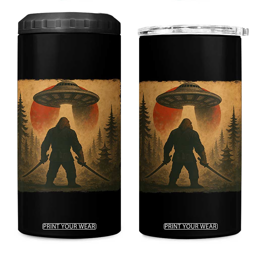 Samurai Bigfoot 4 in 1 Can Cooler Tumbler Japanese Vintage Ukiyoe Style TS12 One Size: 16 oz Black Print Your Wear