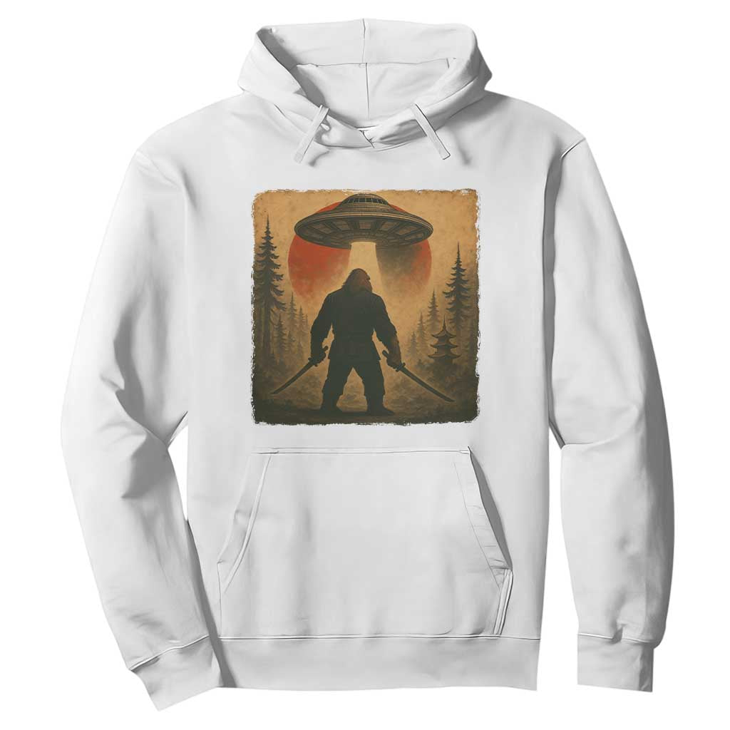 Samurai Bigfoot Hoodie Japanese Vintage Ukiyoe Style TS12 White Print Your Wear