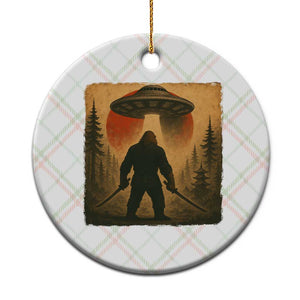 Samurai Bigfoot Ceramic Ornament Japanese Vintage Ukiyoe Style TS12 1pc Christmas Plaid Print Your Wear