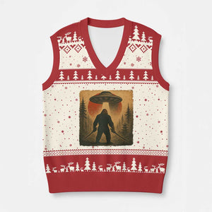 Samurai Bigfoot V-Neck Knit Sweater Vest Japanese Vintage Ukiyoe Style TS12 Beige Red Print Your Wear