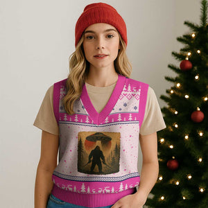 Samurai Bigfoot V-Neck Knit Sweater Vest Japanese Vintage Ukiyoe Style TS12 Hot Pink Print Your Wear