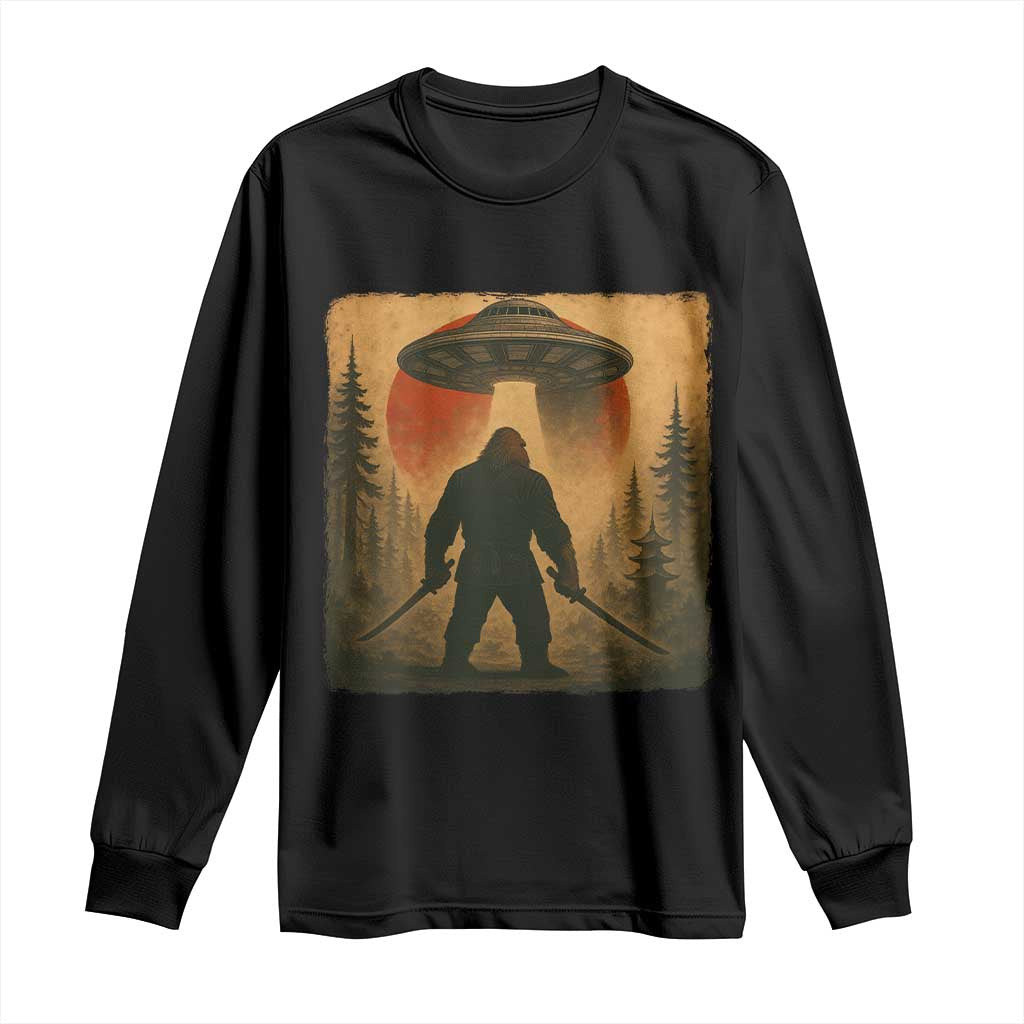 Samurai Bigfoot Long Sleeve Shirt Japanese Vintage Ukiyoe Style TS12 Black Print Your Wear