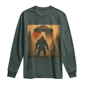 Samurai Bigfoot Long Sleeve Shirt Japanese Vintage Ukiyoe Style TS12 Dark Forest Green Print Your Wear