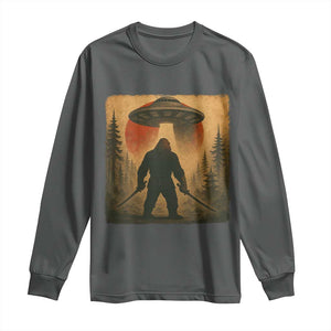 Samurai Bigfoot Long Sleeve Shirt Japanese Vintage Ukiyoe Style TS12 Dark Heather Print Your Wear