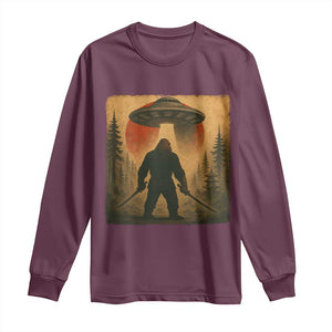 Samurai Bigfoot Long Sleeve Shirt Japanese Vintage Ukiyoe Style TS12 Maroon Print Your Wear